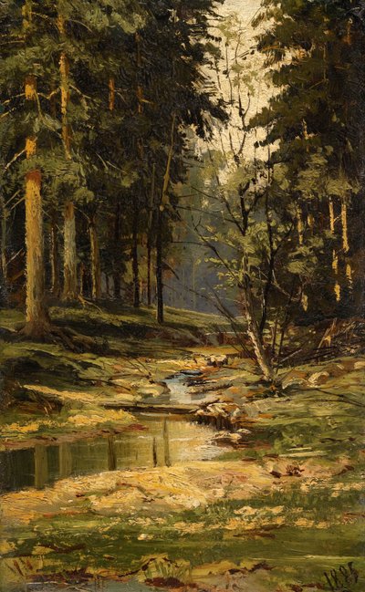 The Forest Brook by Ivan Ivanovich Shishkin